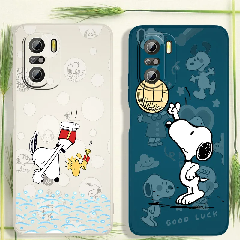 

Snoopy who loves sports For Xiaomi Redmi K50 40 10X 10 9T 9AT 9A 9C 9 8A 8 7 6A 5A Gaming Pro Liquid Rope Cover Funda Phone Case