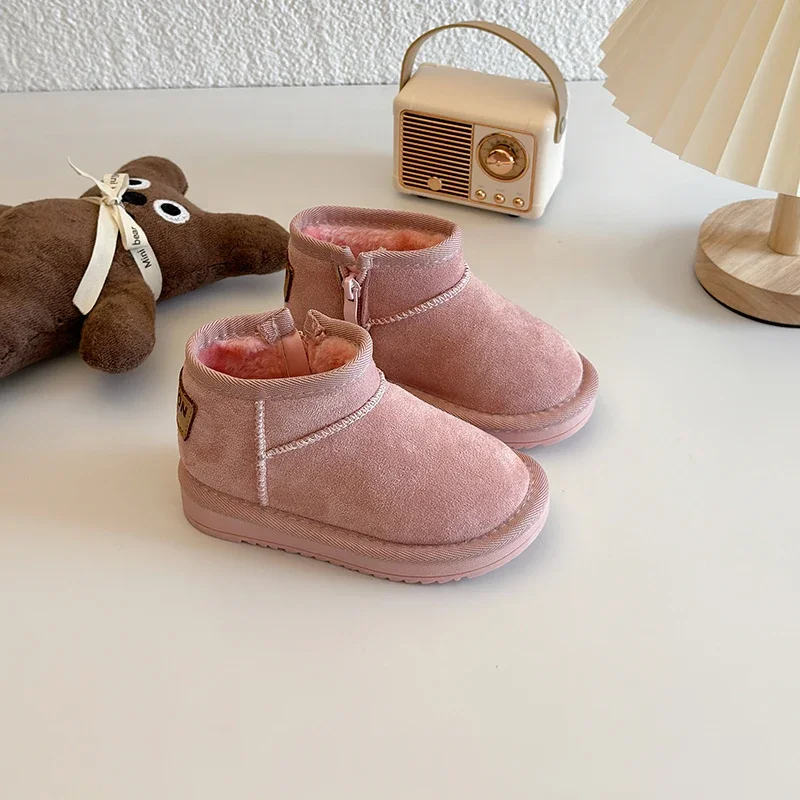 Зимние детские матовые замшевые зимние сапоги Нескользящая зимняя обувь для