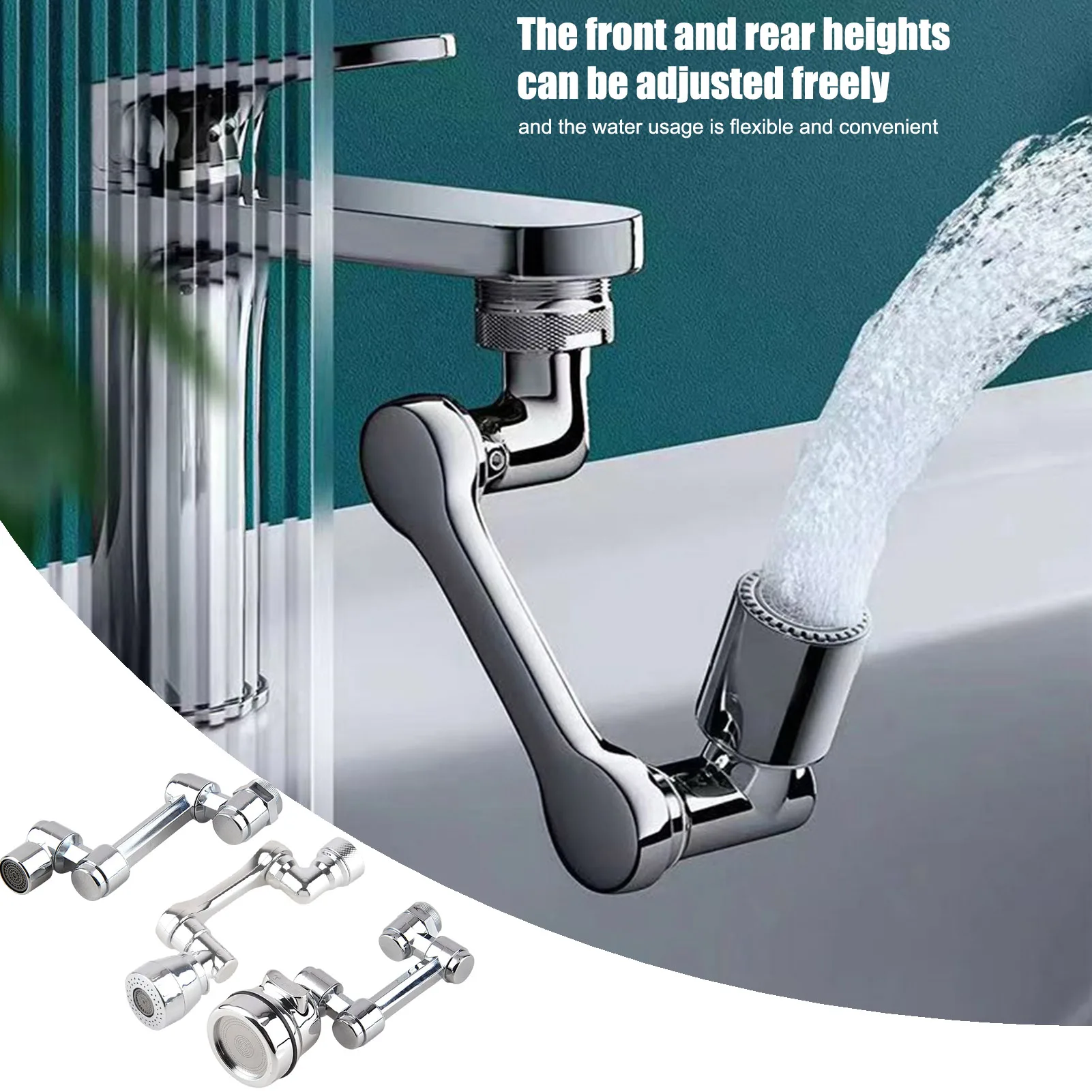 

1080 Degree Rotatable Extension Faucet Sprayer Head Universal Bathroom Tap Extend Adapter Aerator 2 Spray Modes Faucet Extender