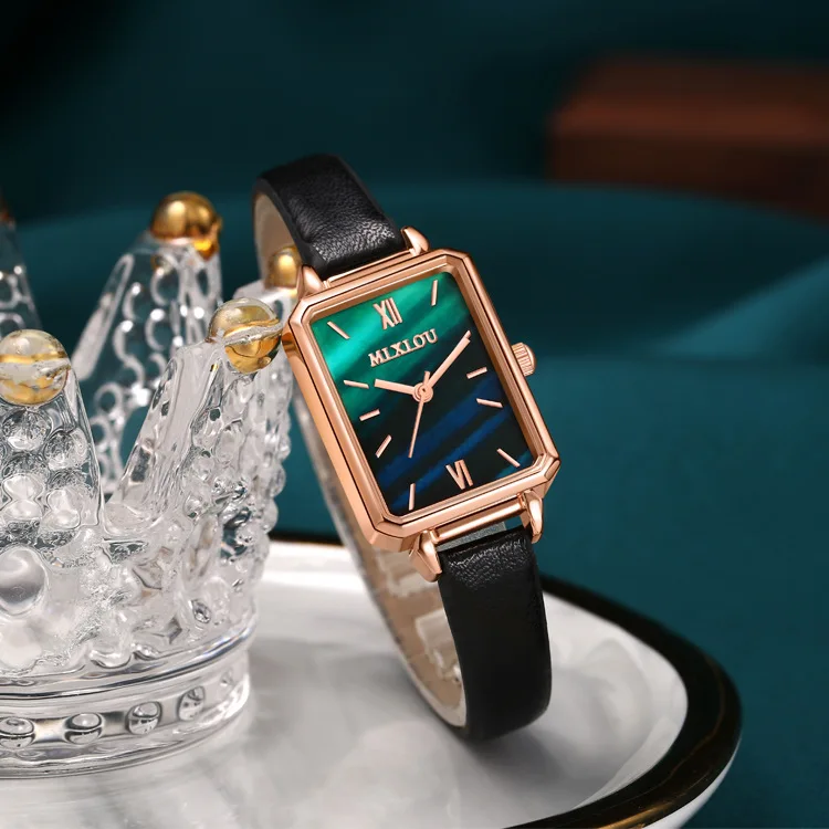 

Fashion Square Ladies Quartz Watch for Women Bracelet Green Dial Simple Luxury Women Wrist Watches Relogio Feminino Montre Femme