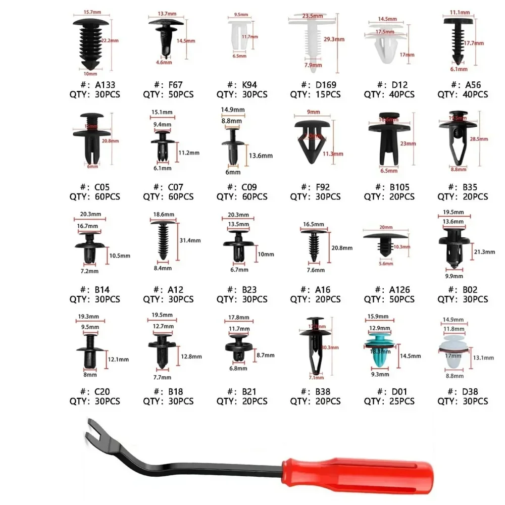 Juego Clips de retenedor plástico para coche pasador empuje guardabarros remache Panel embellecedor puerta