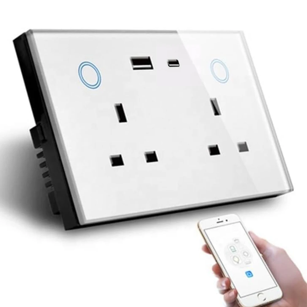 Mvava UK 2 Gang Way 20w PD Fast Charge Type A C Usb Двойные розетки Настенная электрическая розетка Smart
