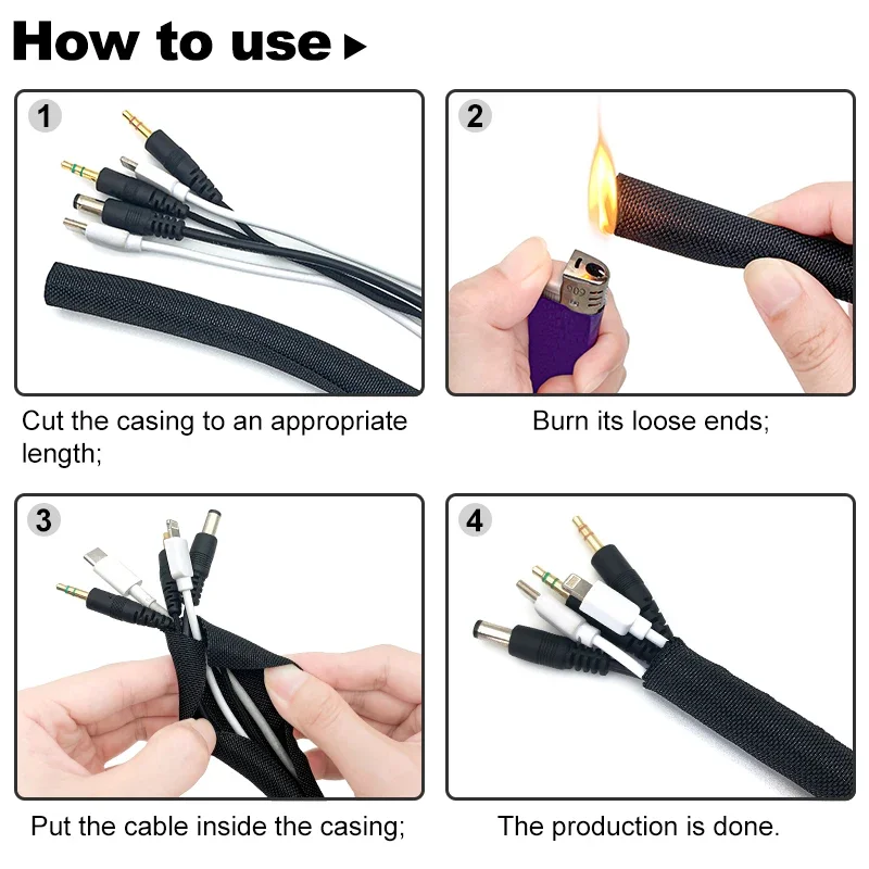 Защитный рукав для кабеля из ПЭТ плетеная перекрытие идентификатор