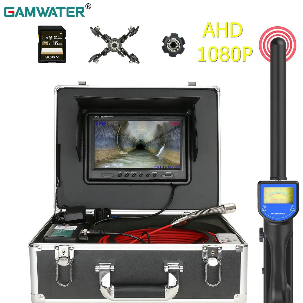 

GAMWATER Pipe Inspection Camera with 512HZ Locator 9 inch IP68 23MM Sewer Camera 12PCS LED Sewer Pipeline Endoscope Camera