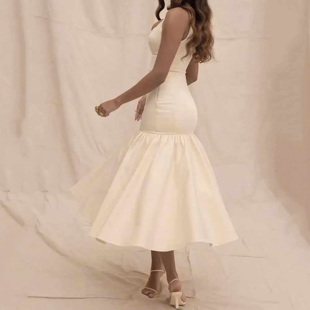 Однотонное Плиссированное Платье женское длинное платье элегантное вечернее с