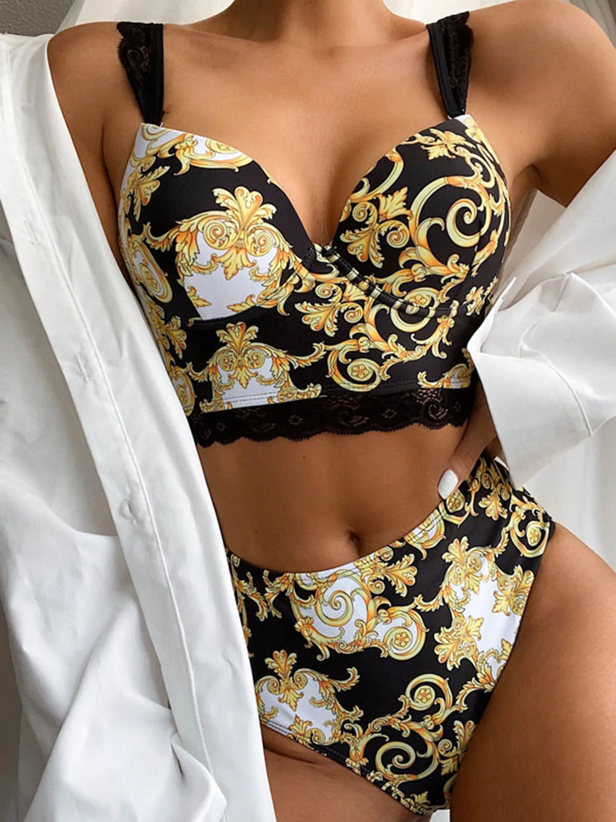 

Push Up Bikini 2023 Bikini Set High Waist Swimwear Women Swimsuit Female Swimming Suit Bathing Suit Print Bikini Set