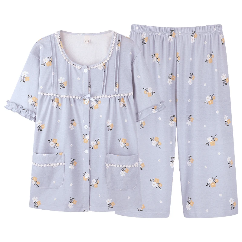 

Newest Summer Women Pajamas Set Modal Pijama Two Pieces Set M-4XL Womens Pyjamas Female Nightwear