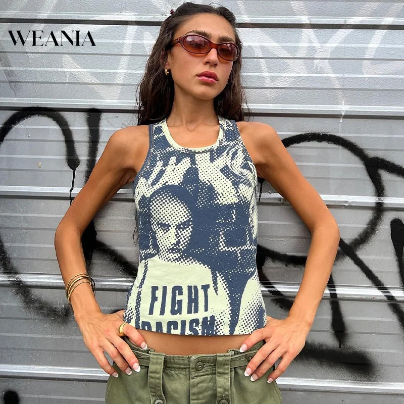 

Women Summer Retro Style Print Tank Croptop