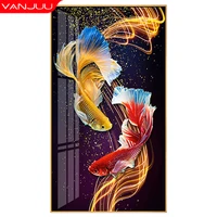 cross stitch living room colorful koi needlework embroidery kits 11ct printed canvas counted hand thread embroidery home decor