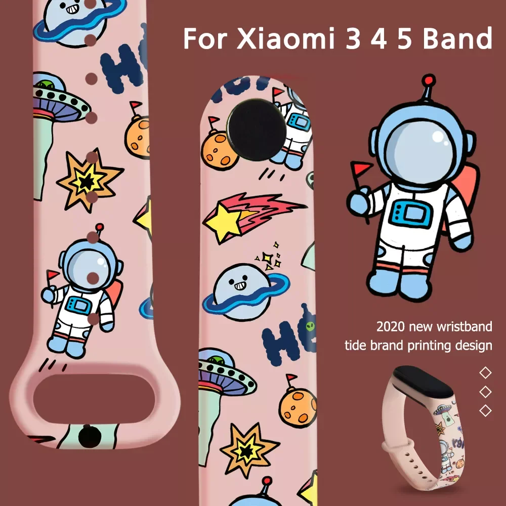 

Strap for Mi Band 6 5 4 3 Cartoon Replaceable Bracelet Silicone TPU Soft Wristband For Amazfit Band 5 MiBand 6 5 4 strap