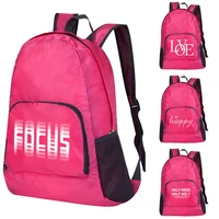 lightweight portable foldable text print backpack folding bag ultralight outdoor pack for women men travel hiking pink daypack
