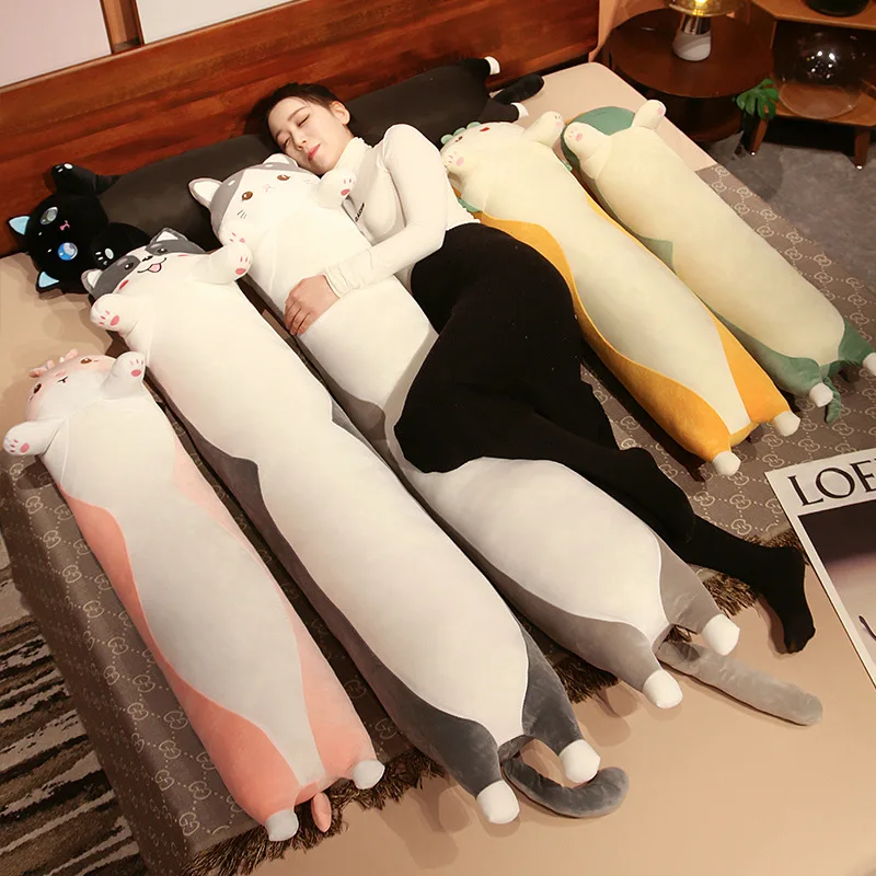 

Giant Cartoon Soft Cat Long Pillow Stuffed Ice Silk Plush Throw Pillow Husky Dog Dinosaur Bunny Plush Toy Home Bed Sleep Cushion