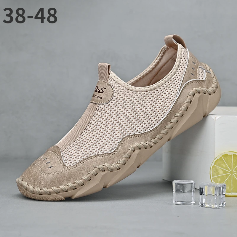 

Men Casual Shoes Slip-on Summer Men Sneakers Breathable Mens Loafers Moccasins Luxury Brand Mesh Mens Low Shoes Big Size 38-48
