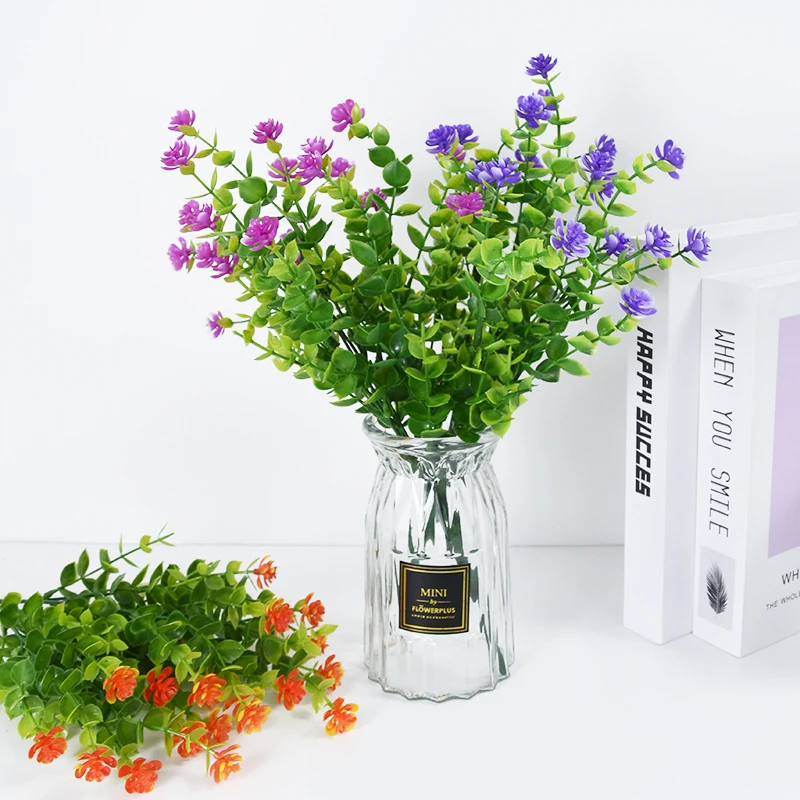 

36cm 7 Fork Eucalyptus Flower Simulation Rose Fake Green Flower Plant Leaves Wedding Party Living Room Table Ornament Home Decor