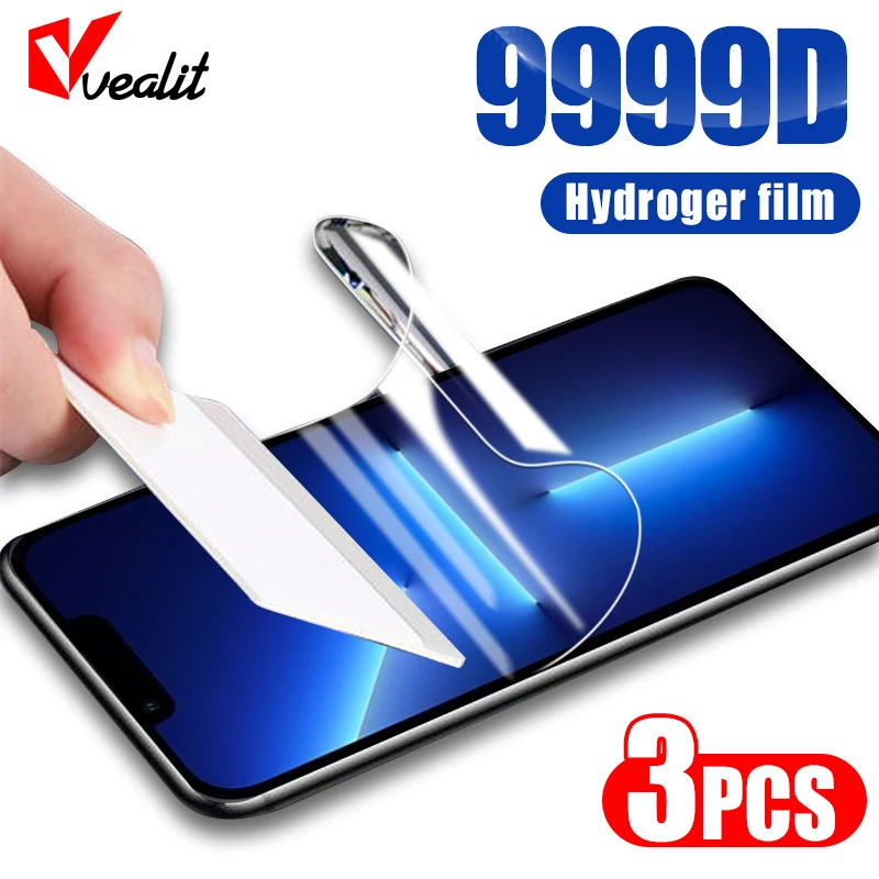 

3Pcs Full Cover Screen Protector Hydrogel Film For iPhone 14 13 12 11 Pro Mini XS Max X XR SE 2 8 7 6 Plus protective not glass