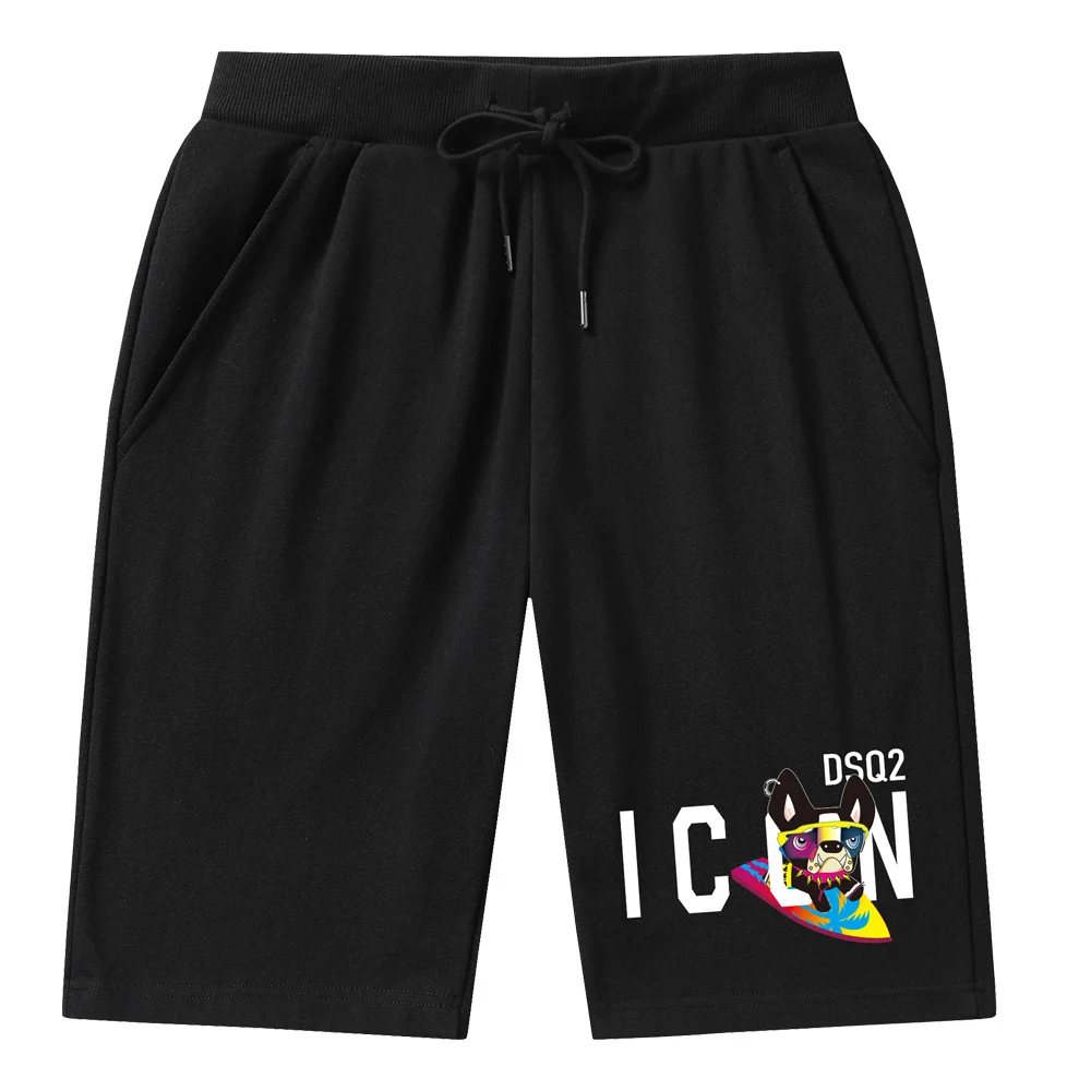 

Mens Summer Casual Shorts ICON DSQ2 Brand Mens Loose Cotton Swim Surf Dry Beach Shorts Street Hip Hop Sports Jogger Print Shorts