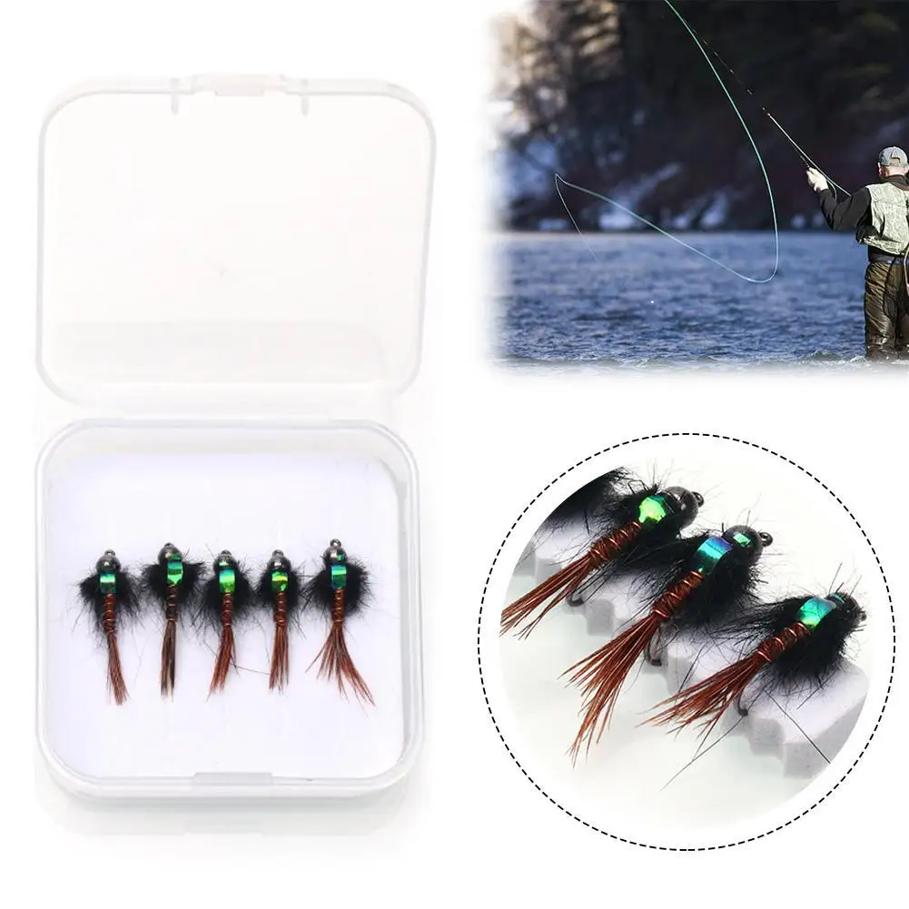 

A Set #12 Hot Sale Brass Bead Head Fast Sinking Nymph Scud Fly Bug Worm Trout Fishing Flies Artificial Insect Fishing Bait Lure