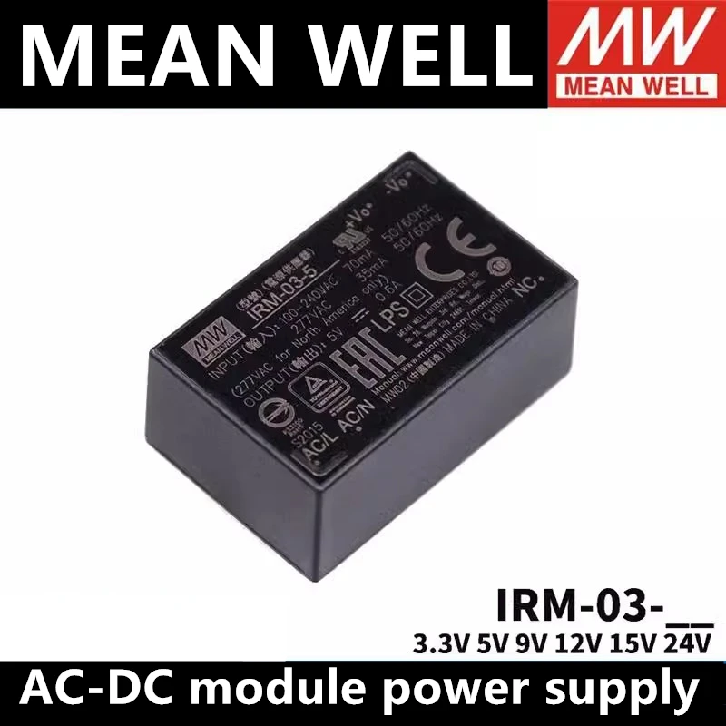 

MEAN WELL IRM-03-3.3 IRM-03-5 IRM-03-9 IRM-03-12 IRM-03-15 IRM-03-24 Single Output module power supply 3.3V5V9V12V15V24V