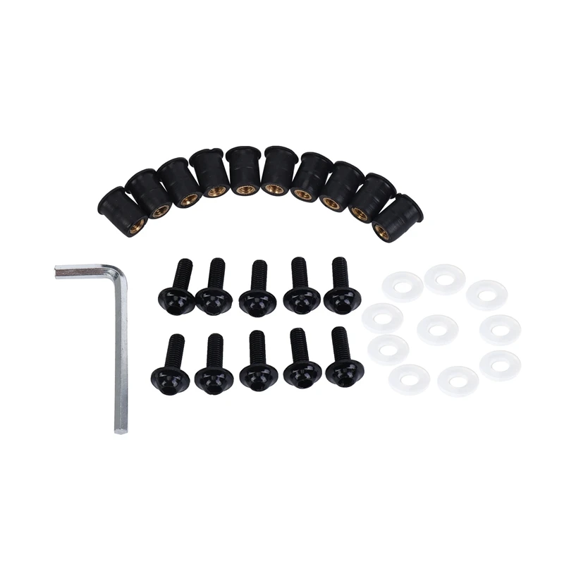 

10Pcs/Set M5 Bolts Motorcycle Metric Rubber Well Nuts Windscreen Fairing Cowl Universal For Windshield Accessories