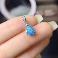 925 silver pendant natural blue opal faceted cut pear 5x7mm sterling silver pendants for women gift