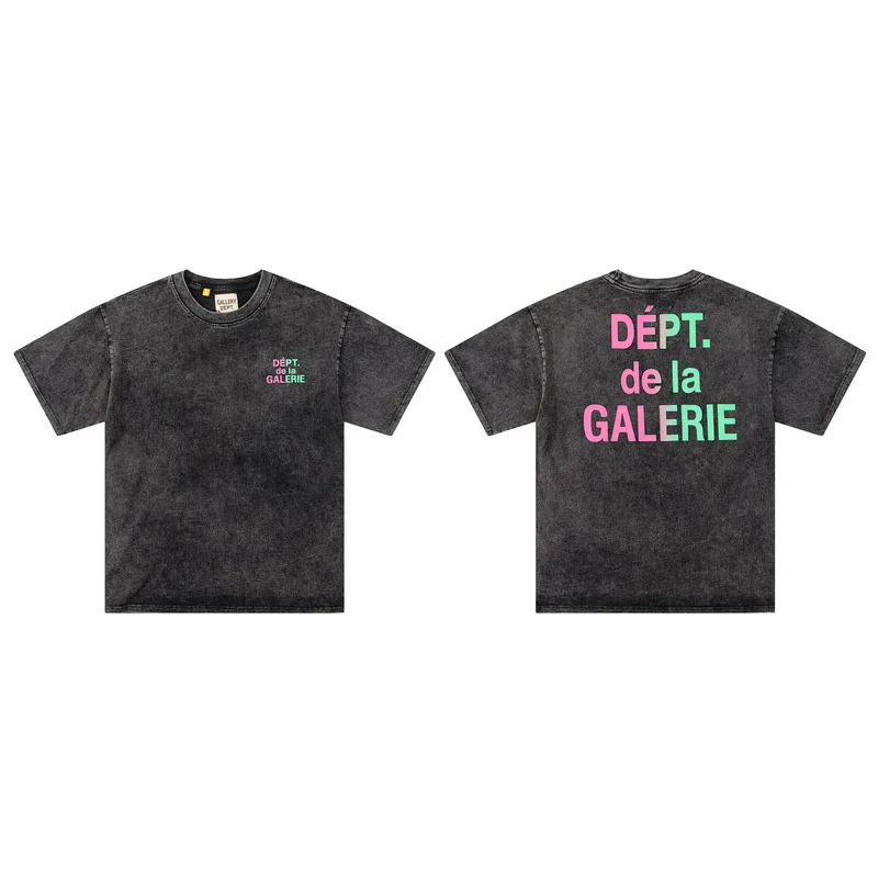 

GALLERY DEPT TIDE 23SS Gradient Color Letter Heavy Washing T-Shirt Men Oversize Hip Hop Unisex Short Sleeve Women Tee