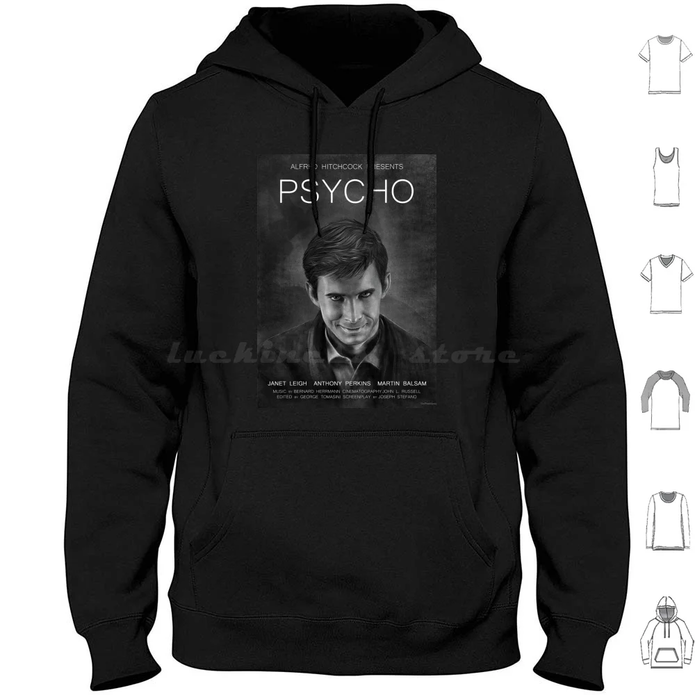 

Psycho Alternative Poster Hoodie cotton Long Sleeve Alfredhitchcock Movie Psycho Classic Norman Bates Drawing Anthony Perkins