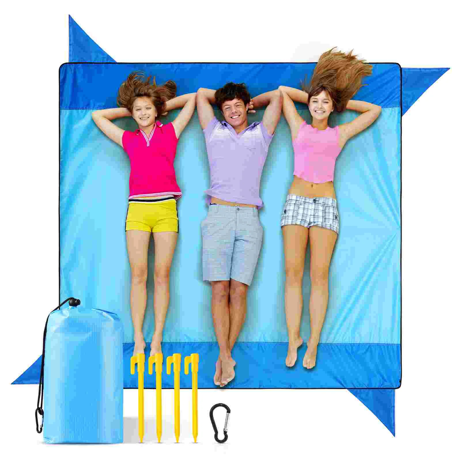 

Large Beach Blanket Beach Mat Picnic Mat Waterproof Sand Blanket Beach Accessories For Vacation Blue