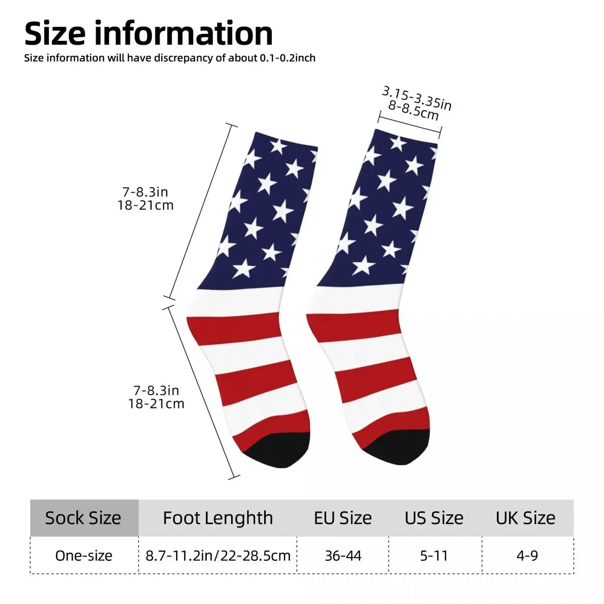 Носки в белую и красную полоску модные чулки с американским флагом осенние