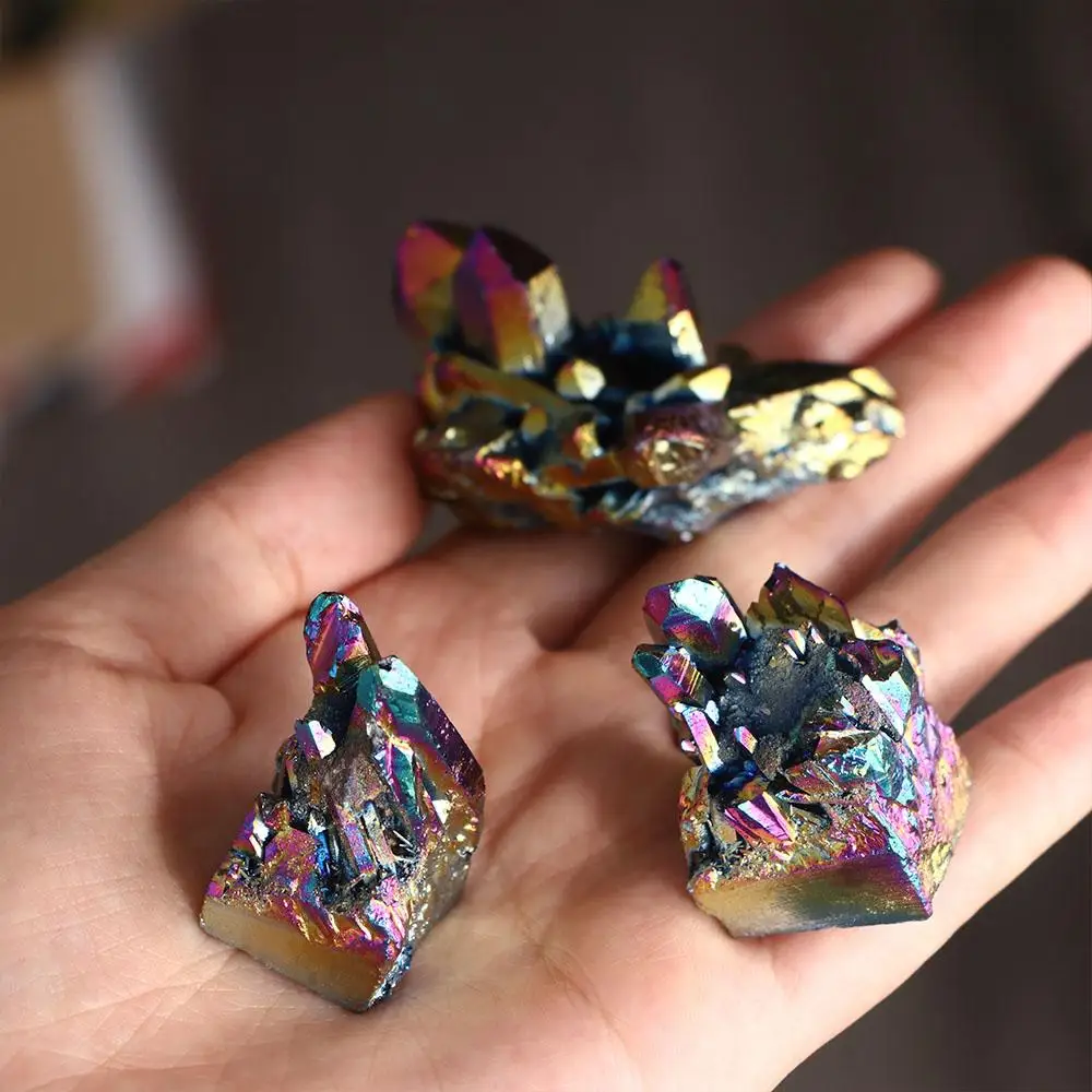 Украшение дома грубые шлифовальные радужные титановые целебные кристаллы