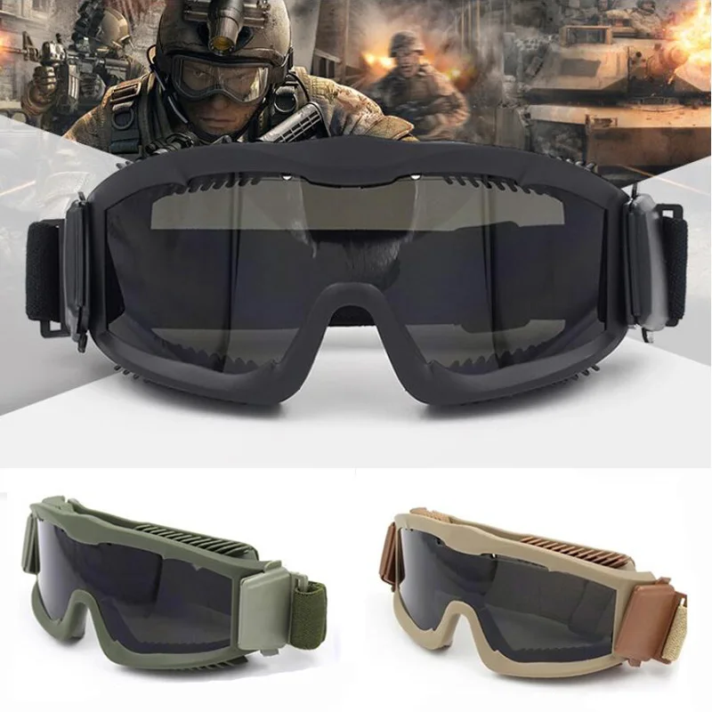Tactical Goggles Anti Fog Military Army Goggles Eye Safety Protection Glasses for Airsoft Paintball Shooting Hiking Cs Game