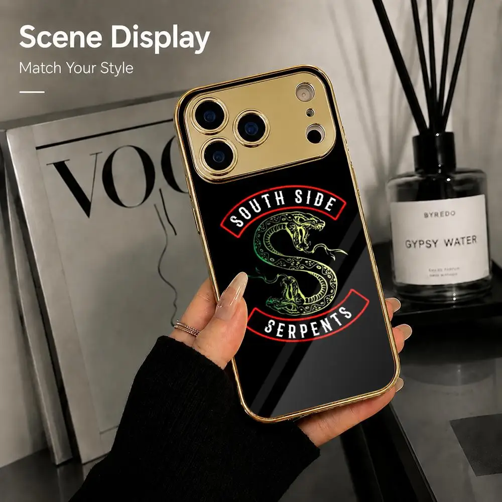 Фото Чехол для телефона South Side Serpents для iPhone 17 16 15 14 13 12 Pro Max Plus, с гальваническим металлическим каркасом, тонкий, противоскользящий №4