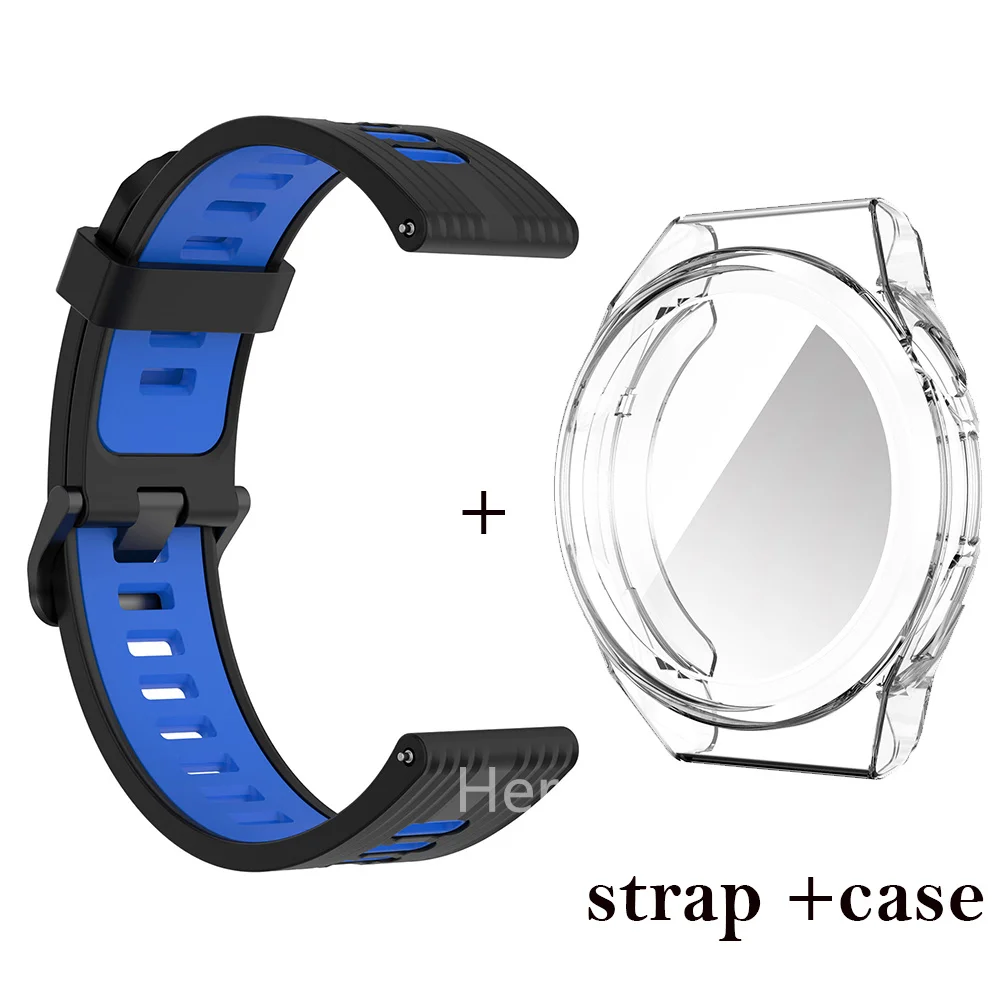 Фото Ремешок для часов 22 мм для Huawei Watch GT 3 pro, 46 мм, ремешок для Huawei GT 2 pro GT2e, силиконовый браслет, защитный чехол №1