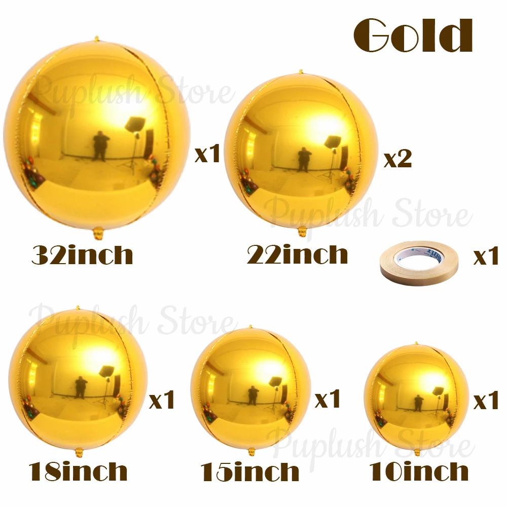 7 шт. металлический серебристый золотой 4D круглый фольгированный шар розовое золото синий розовый красный гелиевый воздушный шар на день рождения детский душ свадебный декор