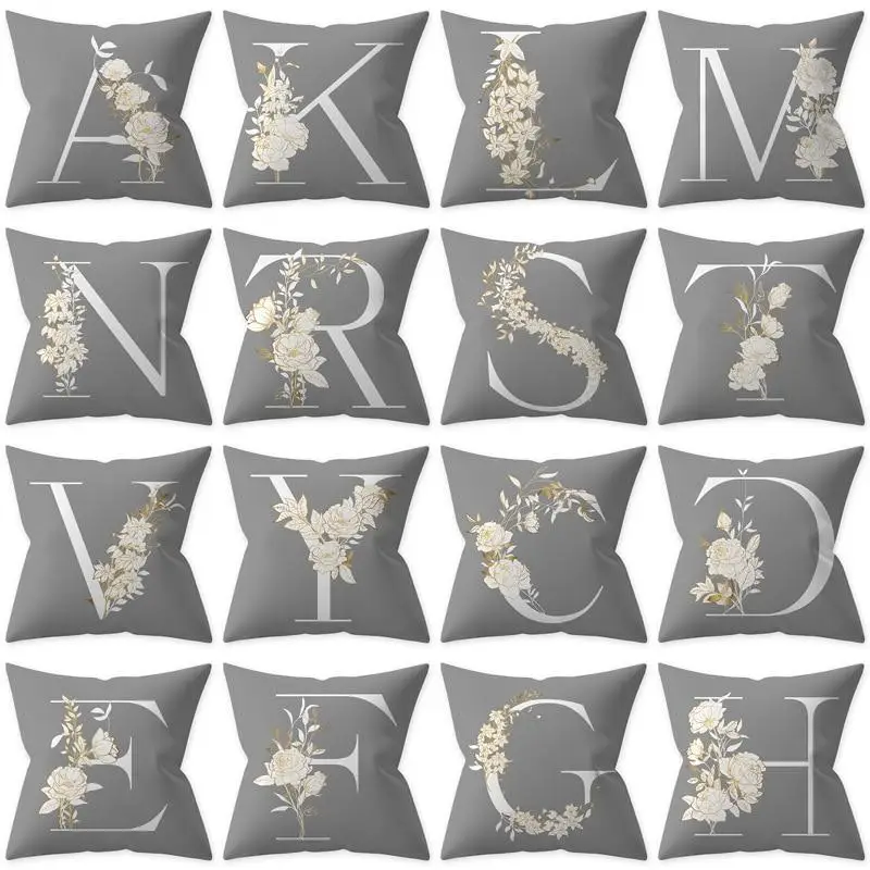 

Nordic Home Decor Pillowcase Letter Grey Cushion Cover Polyester Pillowcase Car Sofa Office Decor Accessories 45x45cm