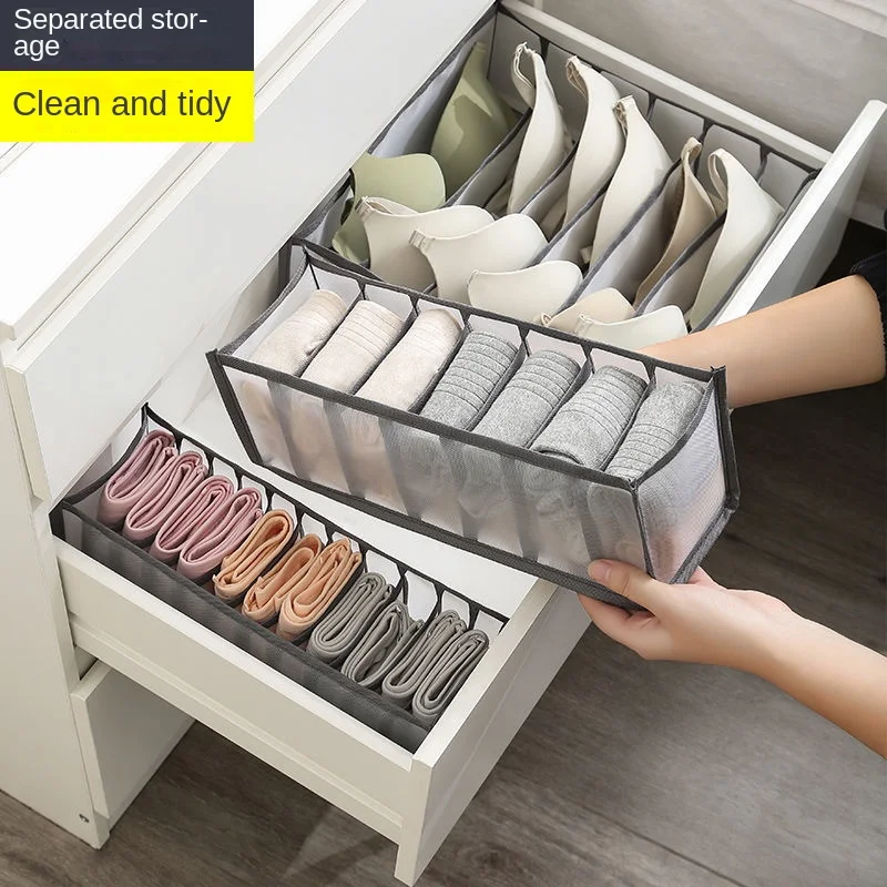 

Underwear Bra Storage Organizer for Clothes Separated Socks Shorts Bra Storage Box Dormitory Closet Organizer Drawer Washable