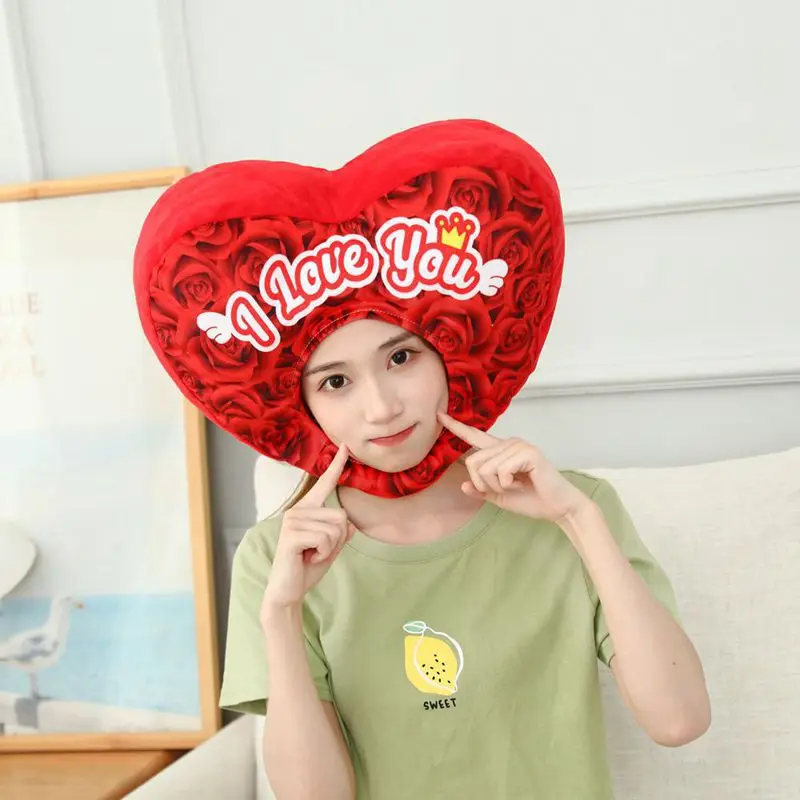 

Милая шапка в форме сердца розы для женщин, головной убор я люблю тебя, забавная плюшевая игрушка, облегающие шапки, мужские головные уборы, искусственная кожа