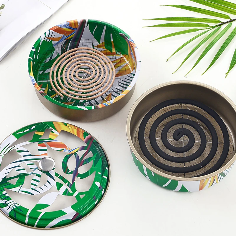 

Поднос для противомоскитной спирали, портативный держатель для противомоскитной спирали, металлическая стойка для репеллентов с крышкой, летняя противомоскитная домашняя поставка для борьбы с вредителями