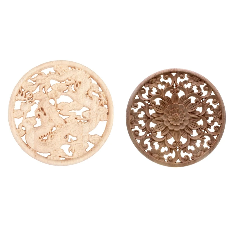 

2X Carved Decal Woodcarving Corner Applique Furniture Door Wooden Cabinet Decoration