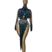 latin dance costume sequin fringe tassel stage outfit dress for women ballroom competition dresses night party clubwear