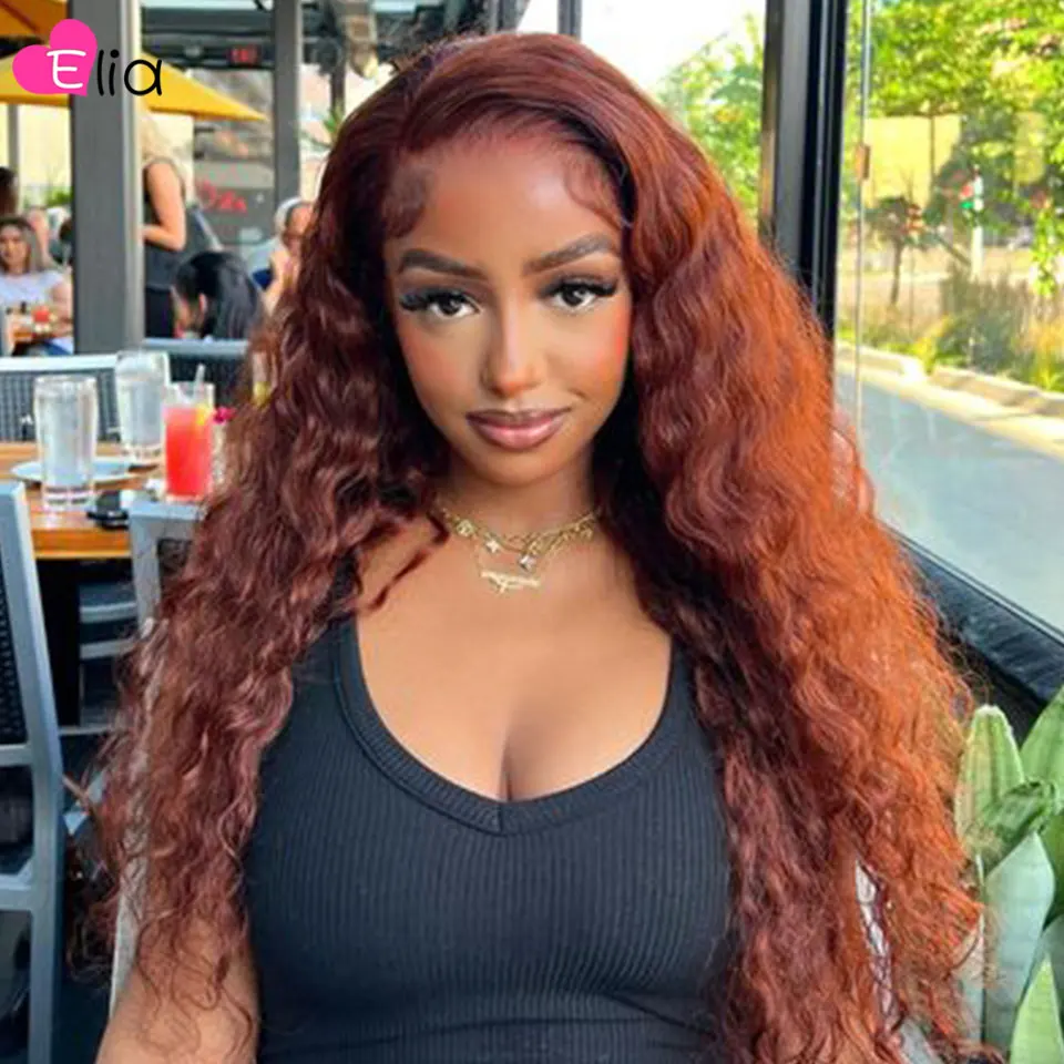 

Orange Brown Colored Lace Frontal Human Hair Wig 13x4 Kinky Curly Lace Closure Wig 4x4 Colored Brazilian Remy Wig for BlackWomen