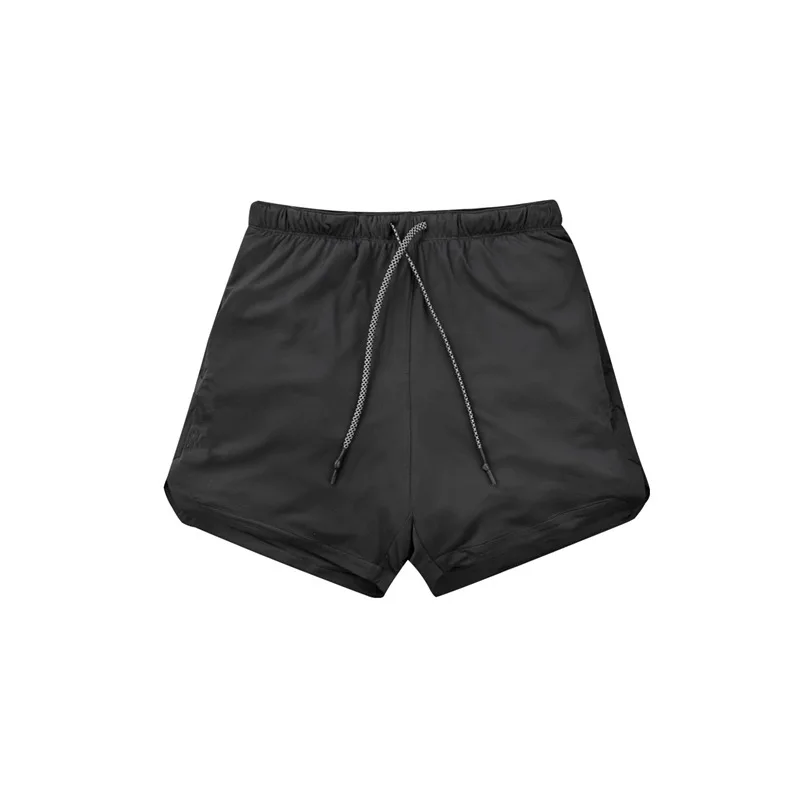 Shorts duplo masculino, calção esportivo com tecido de secagem rápida para treino e corrida, academia e corrida