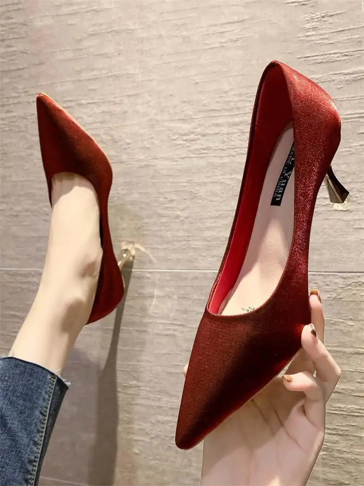 

2022 Platform Heels Latest Women's Shoes with Spikes Sandals Ladies Lace-Up Work Dress Professional Branded Pumps All-Match Slip