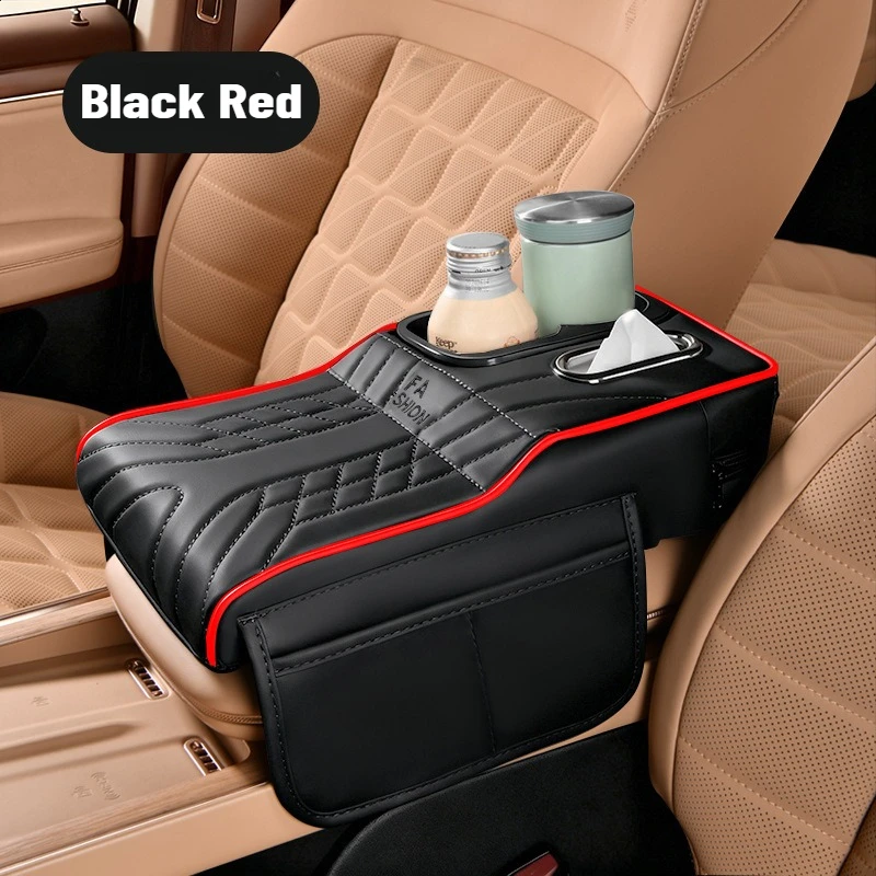 

Автомобильный подлокотник с двумя подстаканниками, диспенсер для салфеток, подлокотник с сумкой для хранения, автомобильный кожаный чехол, увеличивающий рост, защитный чехол