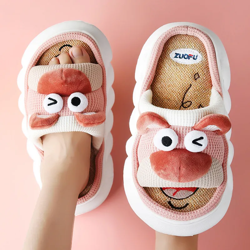 Cute Pig Home Slippers for Women Animals Platform Soft Slippers Female Lovely Penguin House Slides Four Season Indoor Shoes New