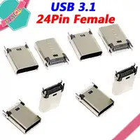 100 Buah Micro USB 3.1 Universal 24 PIN Belat 0.8 Panjang 9.3 Fungsi Penuh Bagian Wanita Tipe C Ekor Jack Steker Konektor Soket