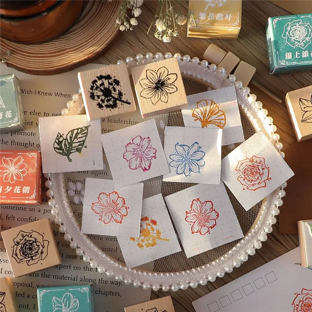 

Crafts Vintage Sewing DIY Wooden Rubber Stamps Flower Stamps Girls Stamps