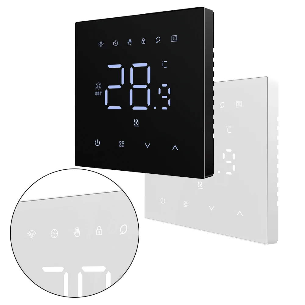 

Easy Reading Weekly Programmable Intelligent Thermostat Programmable Floor Heating Thermostat LCD Touch Screen APP Control