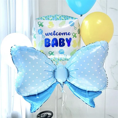 

Baby Birthday Theme Ballon Bow Aluminum Film Balloons Welcome Baby Boys Girls Balons Happy Kids Babyshower Birthday Parti Decor