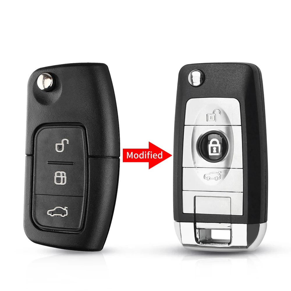 Фото KEYYOU для Ford Focus 2 3 Mondeo Fiesta C Max S Max Galaxy Fob 3 кнопочный модифицированный складной пульт дистанционного управления чехол для автомобильного ключа №3