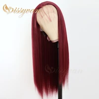 missyvan long straight burgundy red color 133 lace front wigs glueless heat resistant synthetic wig for black women